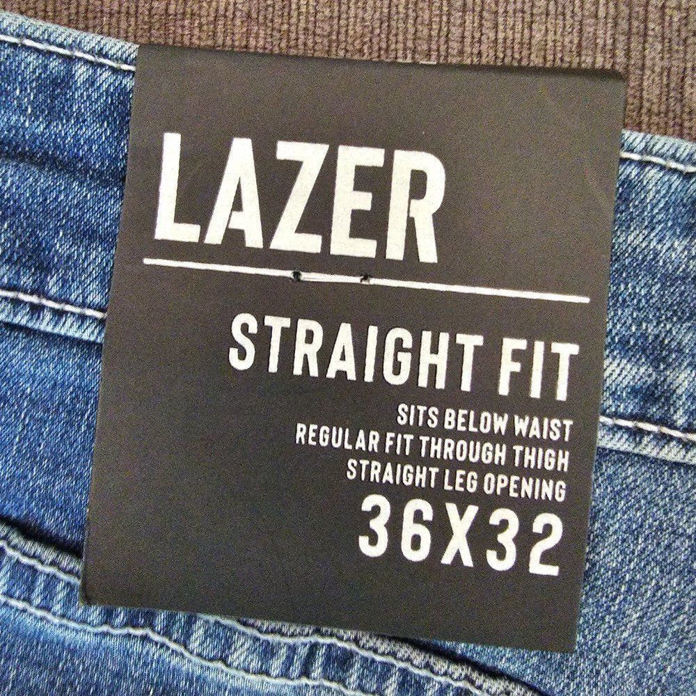 Lazer Men's Straight Leg Opening Regular Fit Blue Distressed Jeans Size 36x32 - Picture 8 of 14
